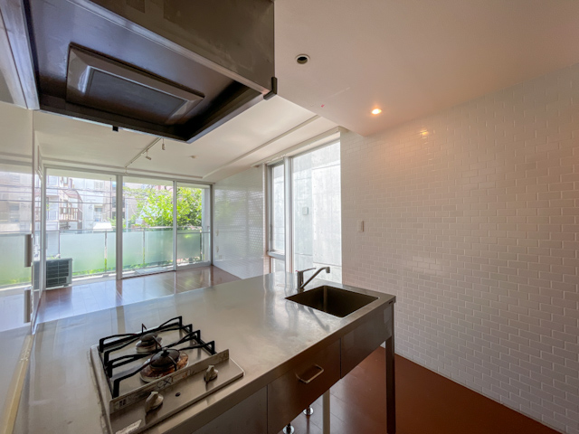 緑と抜け感とメタルキッチン 204の内観