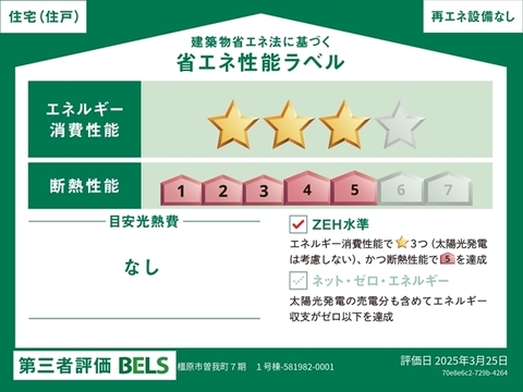 リーブルガーデン橿原市曽我町７期 省エネ性能ラベル