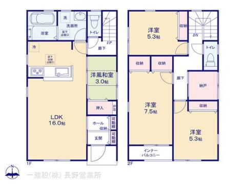 リーブルガーデン長野稲里町中氷鉋第1 間取り1