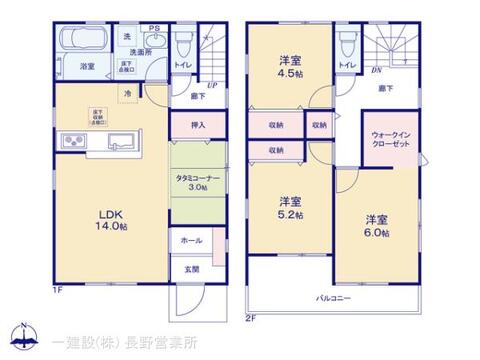 リーブルガーデン長野稲里町中氷鉋第1 間取り3