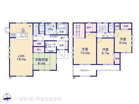 リーブルガーデン宇都宮鶴田町第２３ 間取り1
