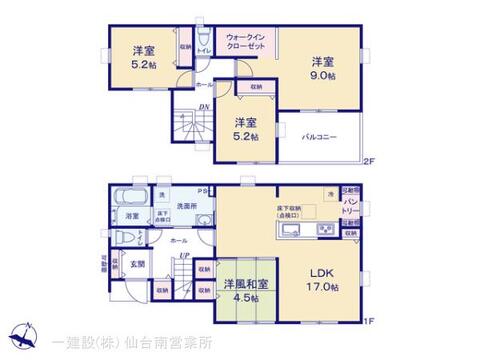 リーブルガーデン富谷あけの平2丁目1期 間取り1