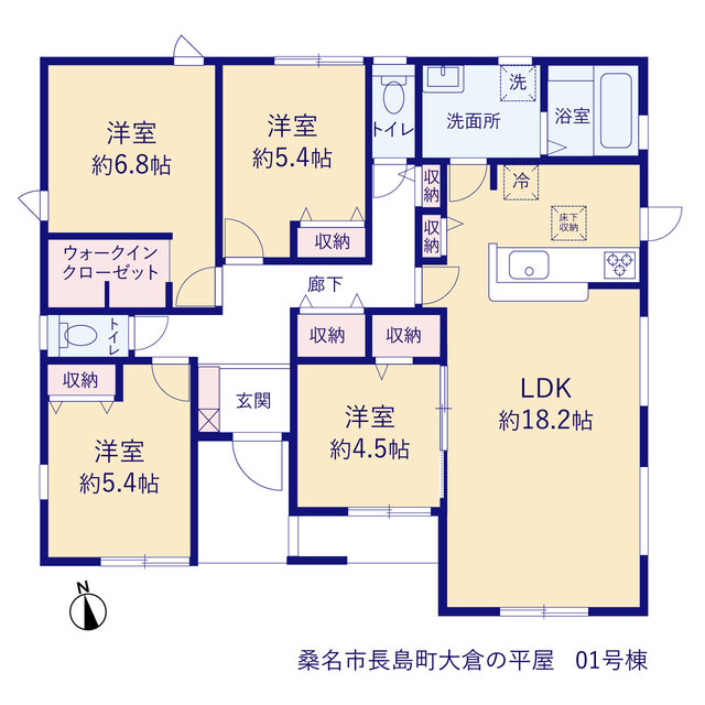 リーブルガーデン桑名市長島町大倉の平屋 写真3