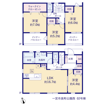 リーブルガーデン一宮市奥町公園西 間取り3