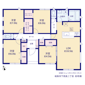 リーブルガーデン岐阜市下奈良二丁目 間取り3