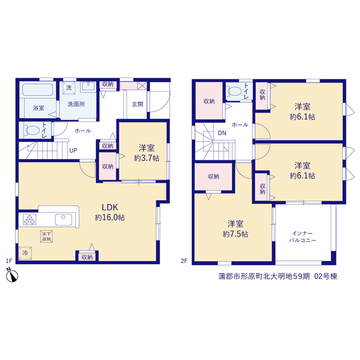リーブルガーデン蒲郡市形原町北大明地59期 間取り3