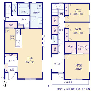 リーブルガーデン水戸元吉田町１１期 間取り3