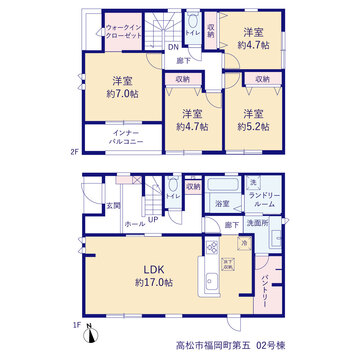リーブルガーデン高松市福岡町第五 間取り3