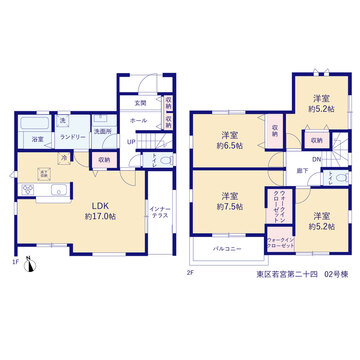 リーブルガーデン東区若宮第二十四 間取り3