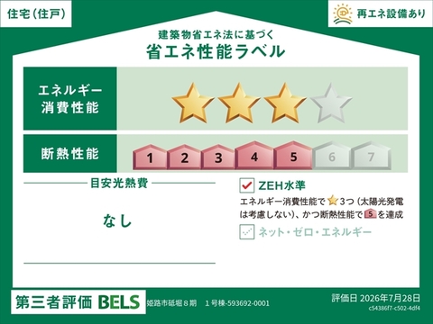 リーブルガーデン姫路市砥堀8期 省エネ性能ラベル