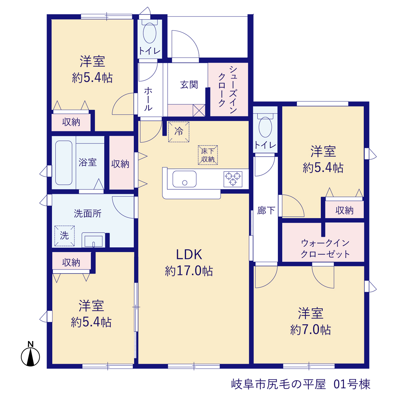 リーブルガーデン岐阜市尻毛の平屋の画像2