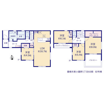 リーブルガーデン豊橋市東小鷹野1丁目60期 間取り3
