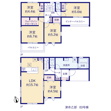 リーブルガーデン津市乙部 間取り5