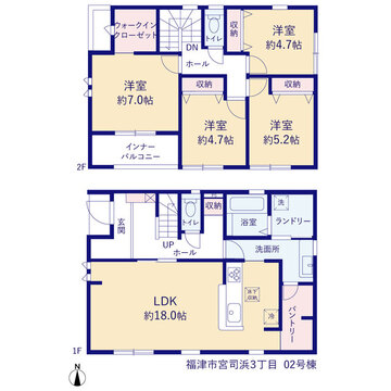 リーブルガーデン福津市宮司浜３丁目 間取り3