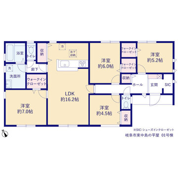 リーブルガーデン岐阜市東中島の平屋 間取り1