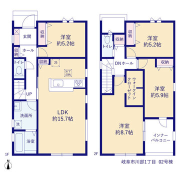 リーブルガーデン岐阜市川部1丁目 間取り3