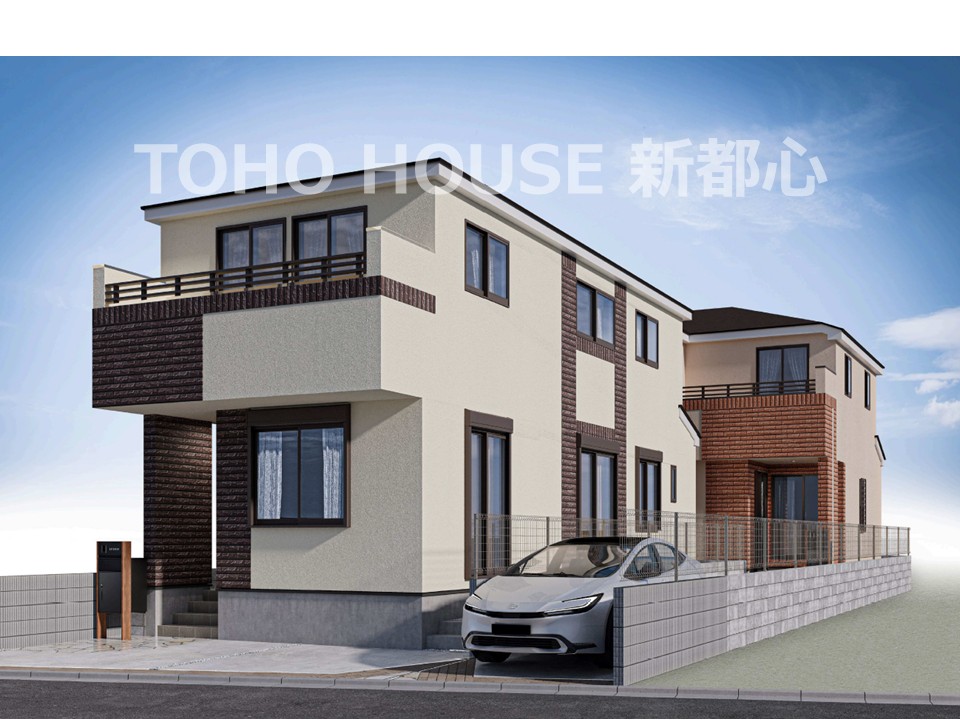 【外観完成予想図】印象的な家の顔が訪れる人を惹きつける外観です。