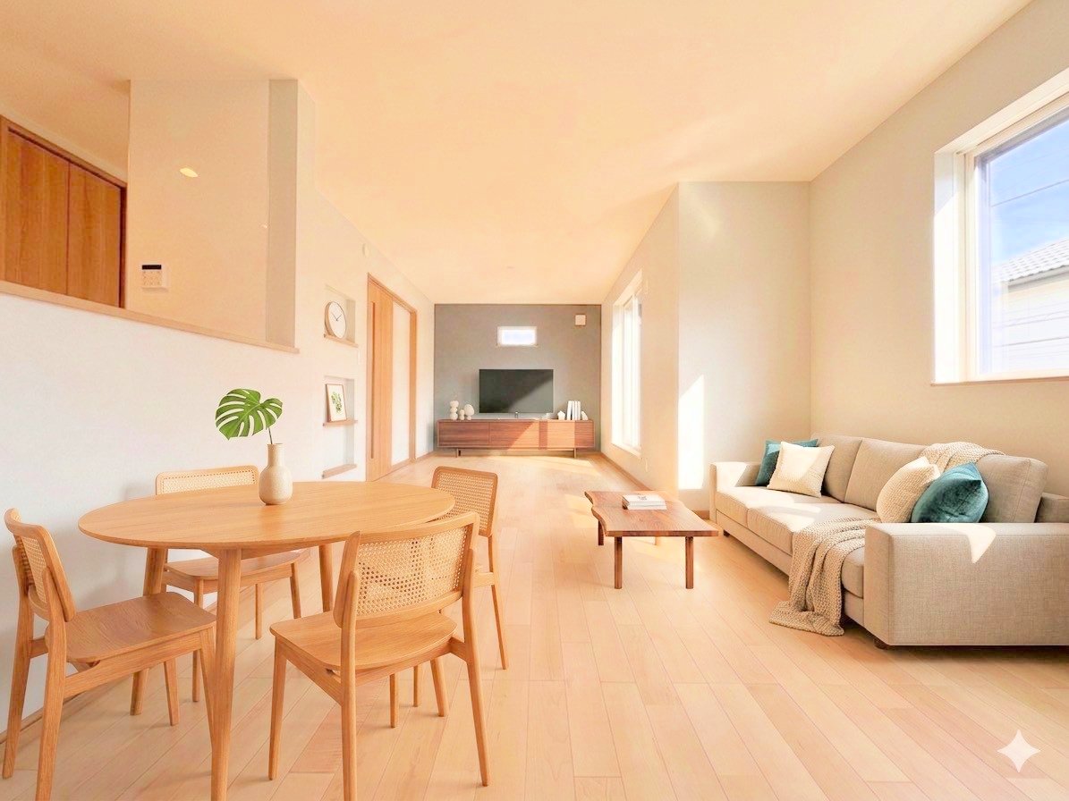 採光良好なこの空間なら、快適に季節の移ろいを感じます。※現況物件写真にCG画像処理済み