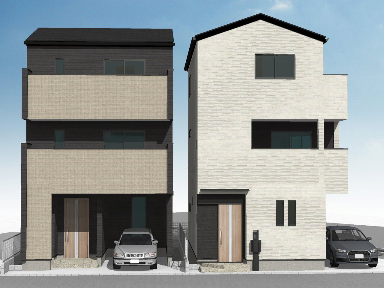【外観完成予想図】シャープなフォルムで佇む外観は、本来あるべき完成形の姿。