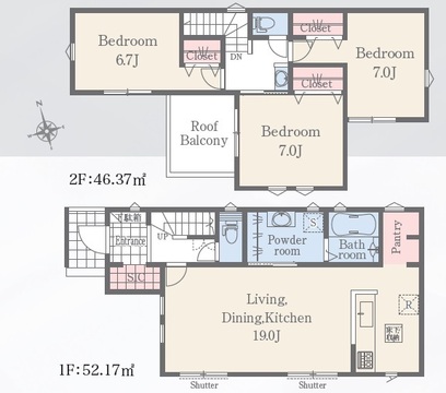 ②号棟<br>２階建て３LDK（パントリー+SIC付き）<br>