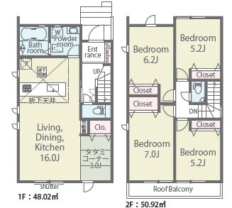 ４号棟間取り図。<br>ＬＤＫの続間で３帖のタタミコーナーあり。<br>４ＬＤＫの人気が高い間取りです。のスライド画像