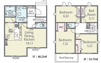 ６号棟間取り図。<br>４ＬＤＫの人気高いお部屋数の間取り。<br>洗面スペースも広々しています。のスライド画像