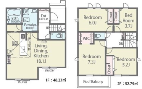 ６号棟間取り図。<br>４ＬＤＫの人気高いお部屋数の間取り。<br>洗面スペースも広々しています。