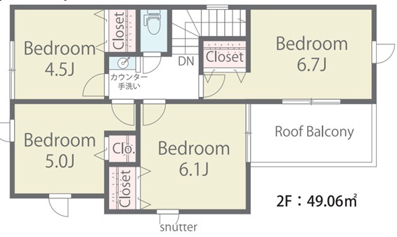 １号棟　２階間取り図のスライド画像