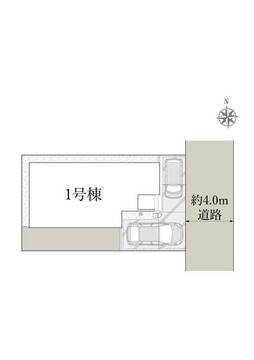 1号棟　区画図面　駐車スペース2台付き(車種による)