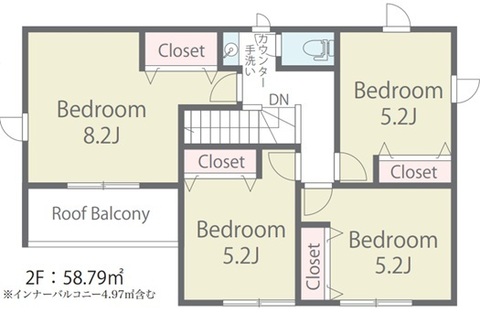 ２階間取り図　主寝室8帖以上