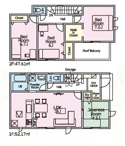 ２号棟　間取り図のスライド画像