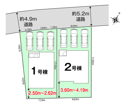 全体区画図 【販売中物件：1号棟、2号棟】