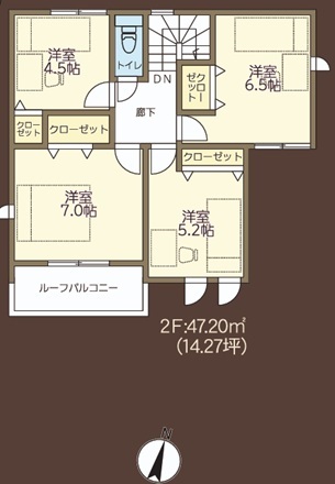 2階間取り図面　主寝室7帖ありのスライド画像