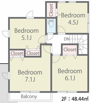 １号棟　２階間取り図面　４室のスライド画像