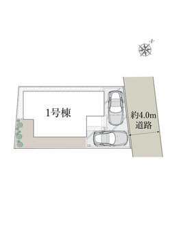 １号棟　区画図面　駐車スペース２台あり(車種による)
