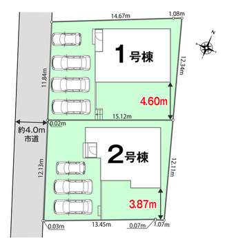 全体区画図 【販売中物件：1号棟、2号棟】