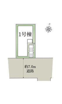 １号棟　区画図面　駐車スペースあり
