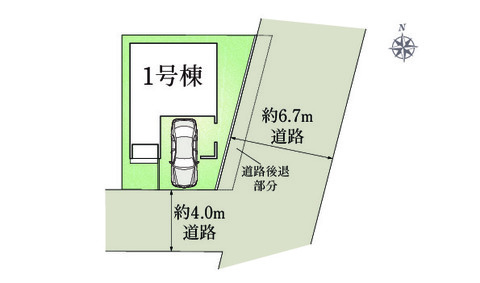 1号棟　区画図面　駐車場スペースあり