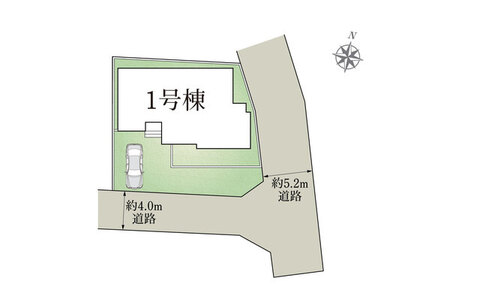 １号棟　区画図面　敷地面積広々