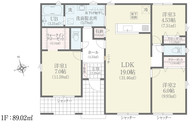 1号棟間取図のスライド画像