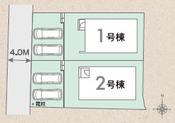 区画図 【販売中物件：1号棟、2号棟】のスライド画像
