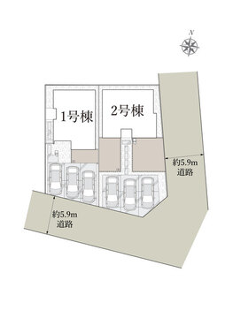 カースペース3台分、宅配ボックスあり 【販売中物件：1号棟、2号棟】