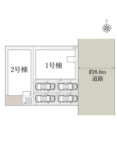 全体区画 【販売中物件：1号棟、2号棟】のスライド画像