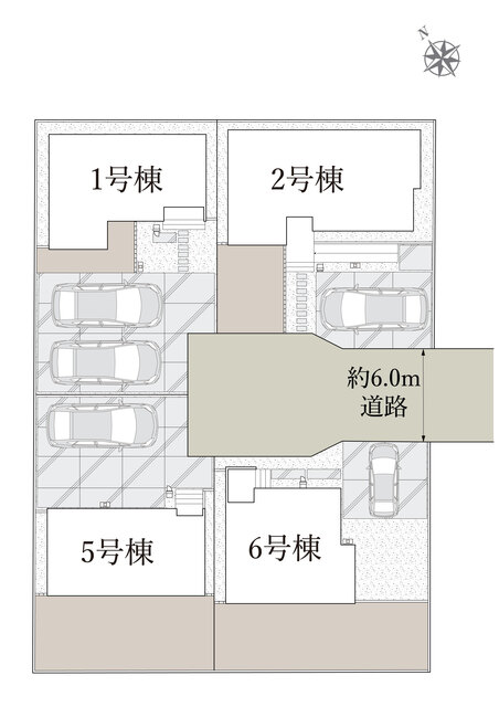 【区画図】 【販売中物件：1号棟、2号棟、5号棟、6号棟】のスライド画像