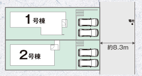 区画図 【販売中物件：1号棟、2号棟】のスライド画像