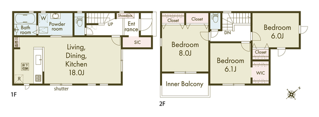 ２号区画 参考プラン＜３ＬＤＫ＞<br>土地：1,165万円 +　建物 1,790万円（税込）～<br>⇒参考プラン土地建物総額　2,955万円（税込）～のスライド画像
