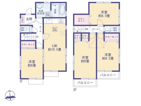 こちらの間取り図で、お部屋の配置や動線をイメージしていただけます。お部屋ごとの広さやレイアウトを参考に、生活のシーンを思い描いてみてください。