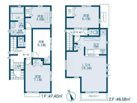 こちらの間取り図で、お部屋の配置や動線をイメージしていただけます。お部屋ごとの広さやレイアウトを参考に、生活のシーンを思い描いてみてください。