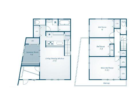 こちらの間取り図で、お部屋の配置や動線をイメージしていただけます。お部屋ごとの広さやレイアウトを参考に、生活のシーンを思い描いてみてください。