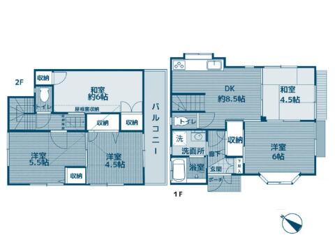 こちらの間取り図で、お部屋の配置や動線をイメージしていただけます。お部屋ごとの広さやレイアウトを参考に、生活のシーンを思い描いてみてください。